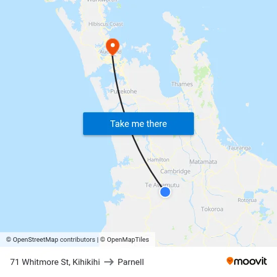 71 Whitmore St, Kihikihi to Parnell map