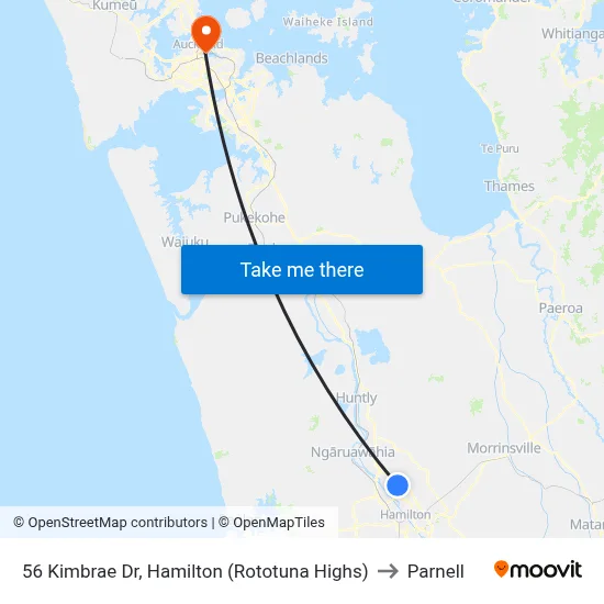 56 Kimbrae Dr, Hamilton (Rototuna Highs) to Parnell map