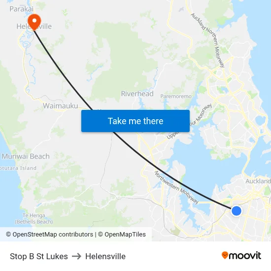 Stop B St Lukes to Helensville map