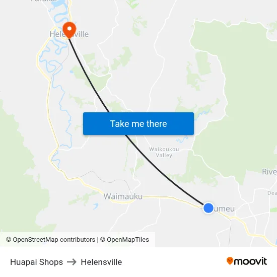 Huapai Shops to Helensville map
