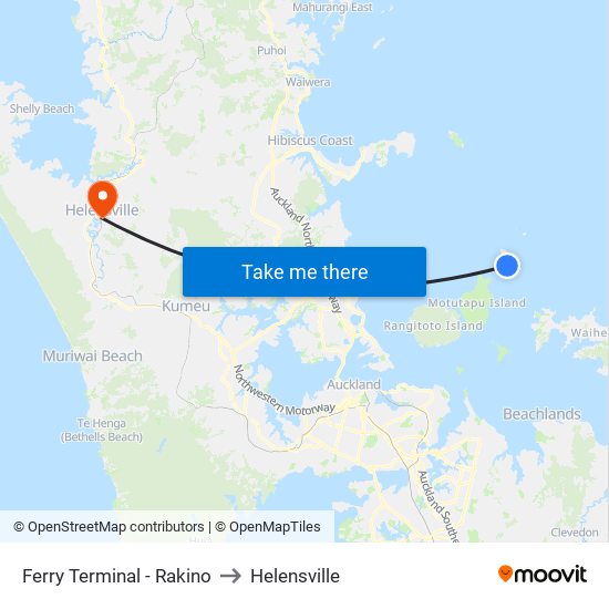 Ferry Terminal - Rakino to Helensville map