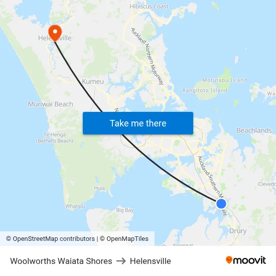 Woolworths Waiata Shores to Helensville map