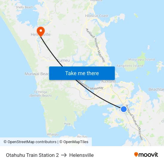 Otahuhu Train Station 2 to Helensville map
