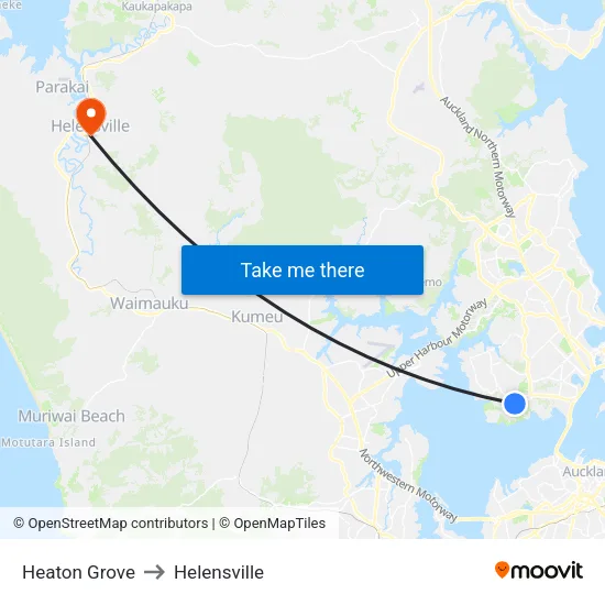 Heaton Grove to Helensville map