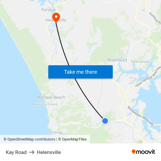 Kay Road to Helensville map