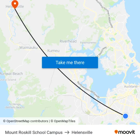 Mount Roskill School Campus to Helensville map