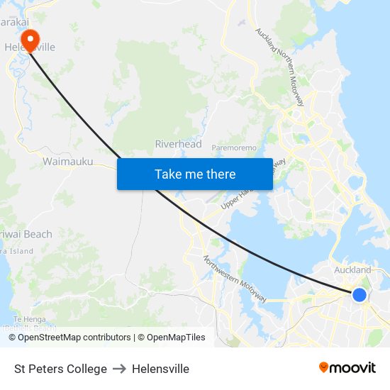 St Peters College to Helensville map