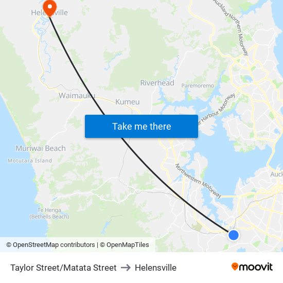 Taylor Street/Matata Street to Helensville map
