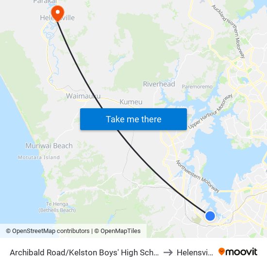 Archibald Road/Kelston Boys' High School to Helensville map