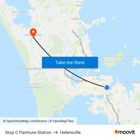 Stop C Panmure Station to Helensville map