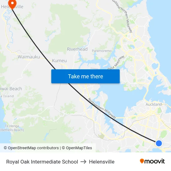 Royal Oak Intermediate School to Helensville map