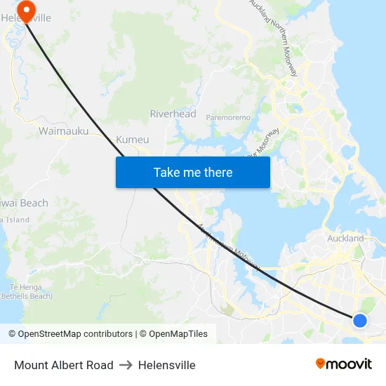 Mount Albert Road to Helensville map