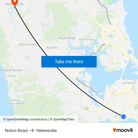 Noton Road to Helensville map