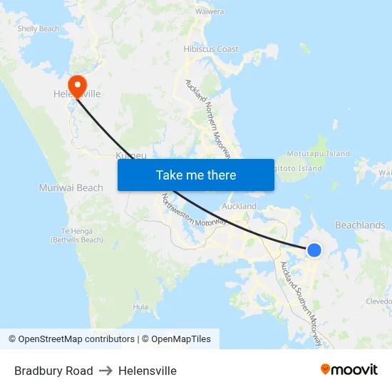 Bradbury Road to Helensville map