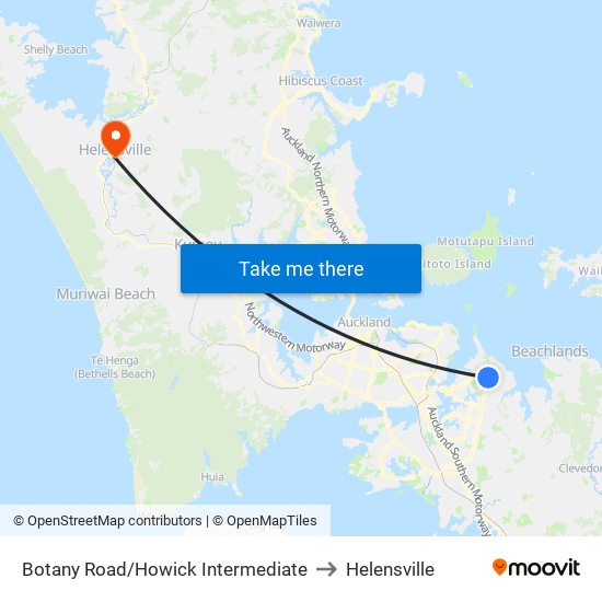 Botany Road/Howick Intermediate to Helensville map