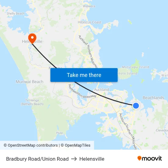 Bradbury Road/Union Road to Helensville map