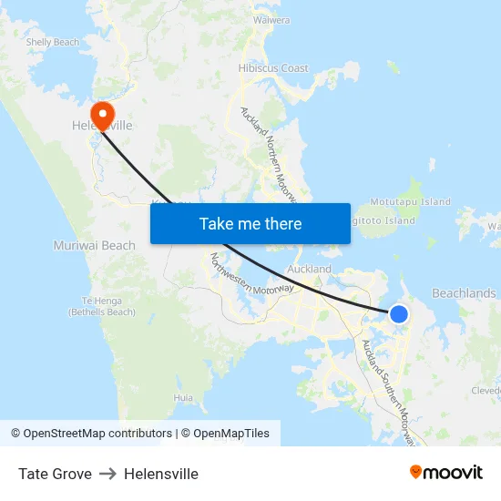 Tate Grove to Helensville map