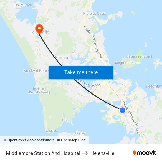 Middlemore Station And Hospital to Helensville map