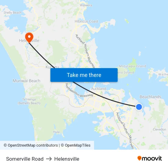 Somerville Road to Helensville map