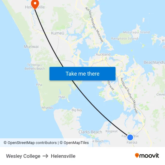 Wesley College to Helensville map