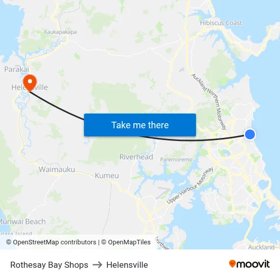 Rothesay Bay Shops to Helensville map