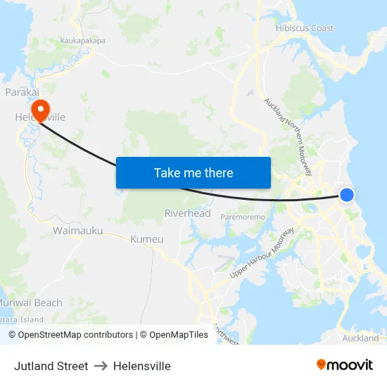 Jutland Street to Helensville map
