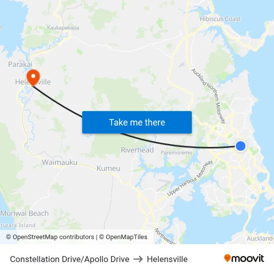 Constellation Drive/Apollo Drive to Helensville map