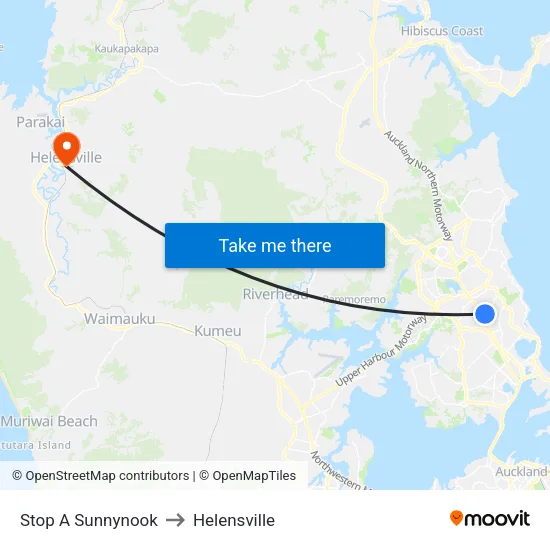 Stop A Sunnynook to Helensville map
