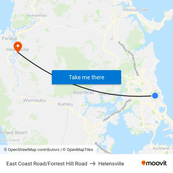 East Coast Road/Forrest Hill Road to Helensville map