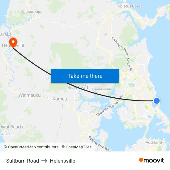 Saltburn Road to Helensville map