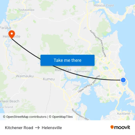 Kitchener Road to Helensville map