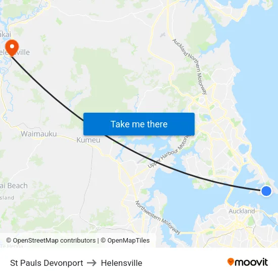 St Pauls Devonport to Helensville map