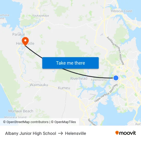 Albany Junior High School to Helensville map
