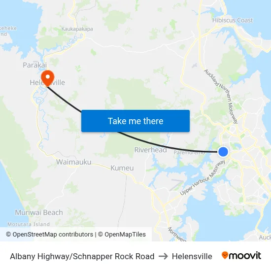 Albany Highway/Schnapper Rock Road to Helensville map
