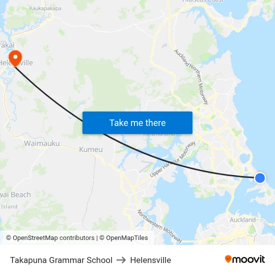Takapuna Grammar School to Helensville map