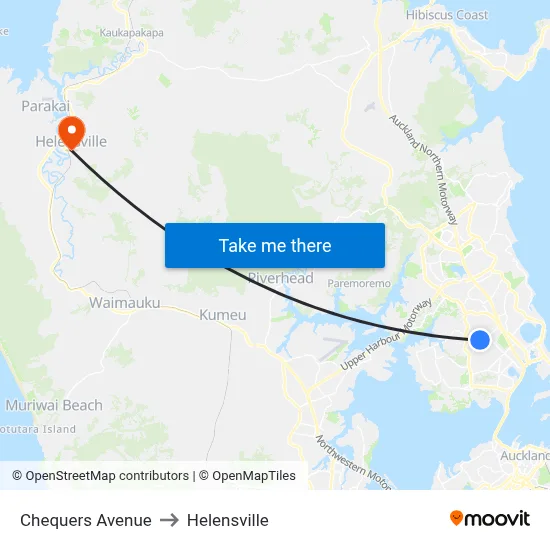 Chequers Avenue to Helensville map
