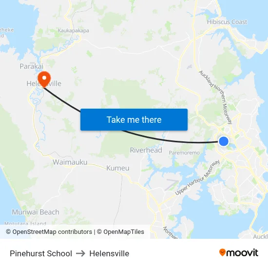 Pinehurst School to Helensville map