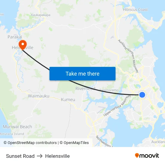 Sunset Road to Helensville map
