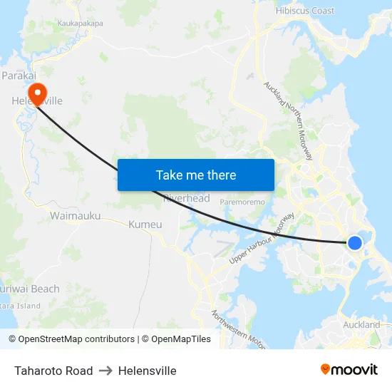 Taharoto Road to Helensville map