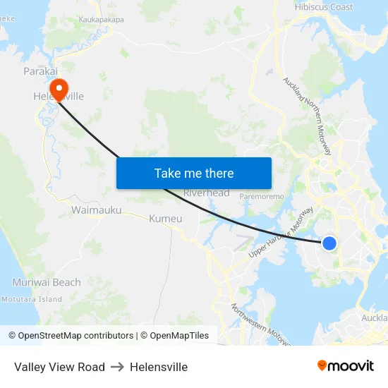 Valley View Road to Helensville map