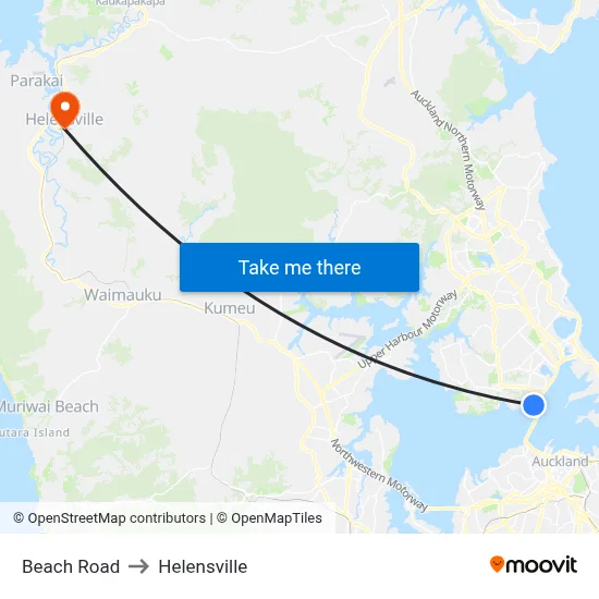 Beach Road to Helensville map