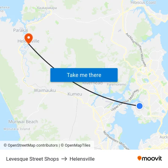 Levesque Street Shops to Helensville map