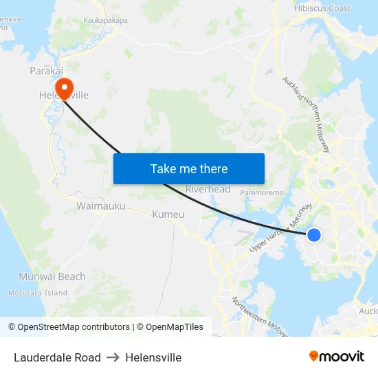 Lauderdale Road to Helensville map