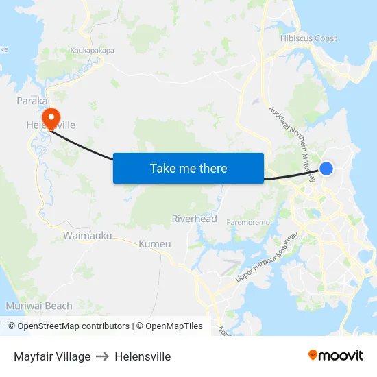 Mayfair Village to Helensville map