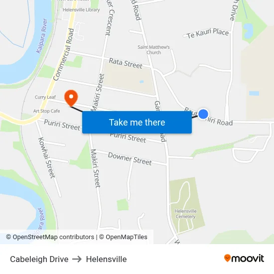 Cabeleigh Drive to Helensville map