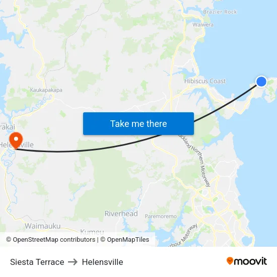 Siesta Terrace to Helensville map