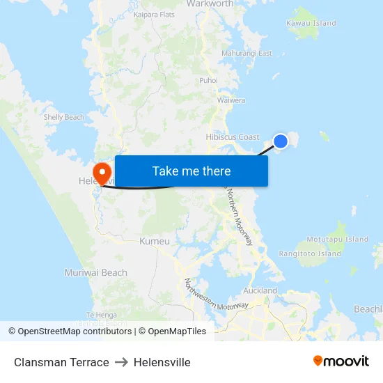 Clansman Terrace to Helensville map