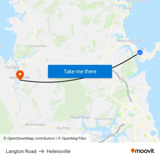 Langton Road to Helensville map