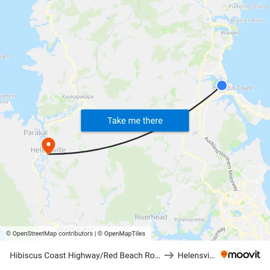 Hibiscus Coast Highway/Red Beach Road to Helensville map