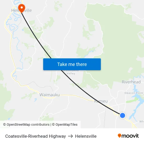 Coatesville-Riverhead Highway to Helensville map